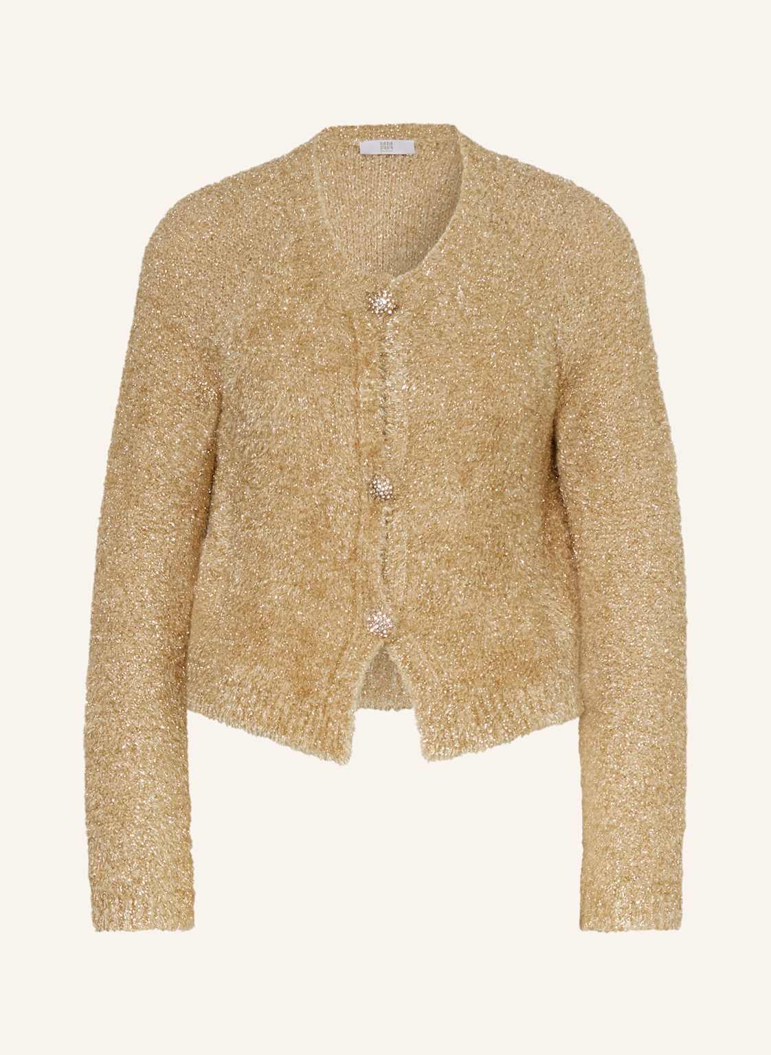 Riani Strickjacke Mit Glitzergarn Und Schmucksteinen gold Riani Strickjacke Mit Glitzergarn Und Schmucksteinen gold von RIANI