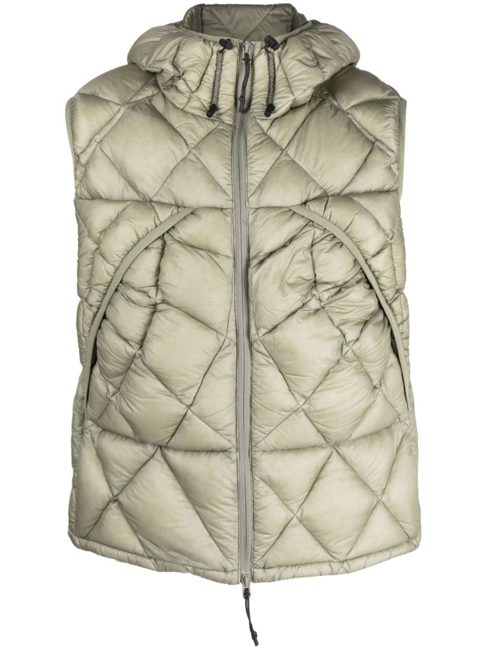 ROA diamond-quilted hooded gilet - Green von ROA