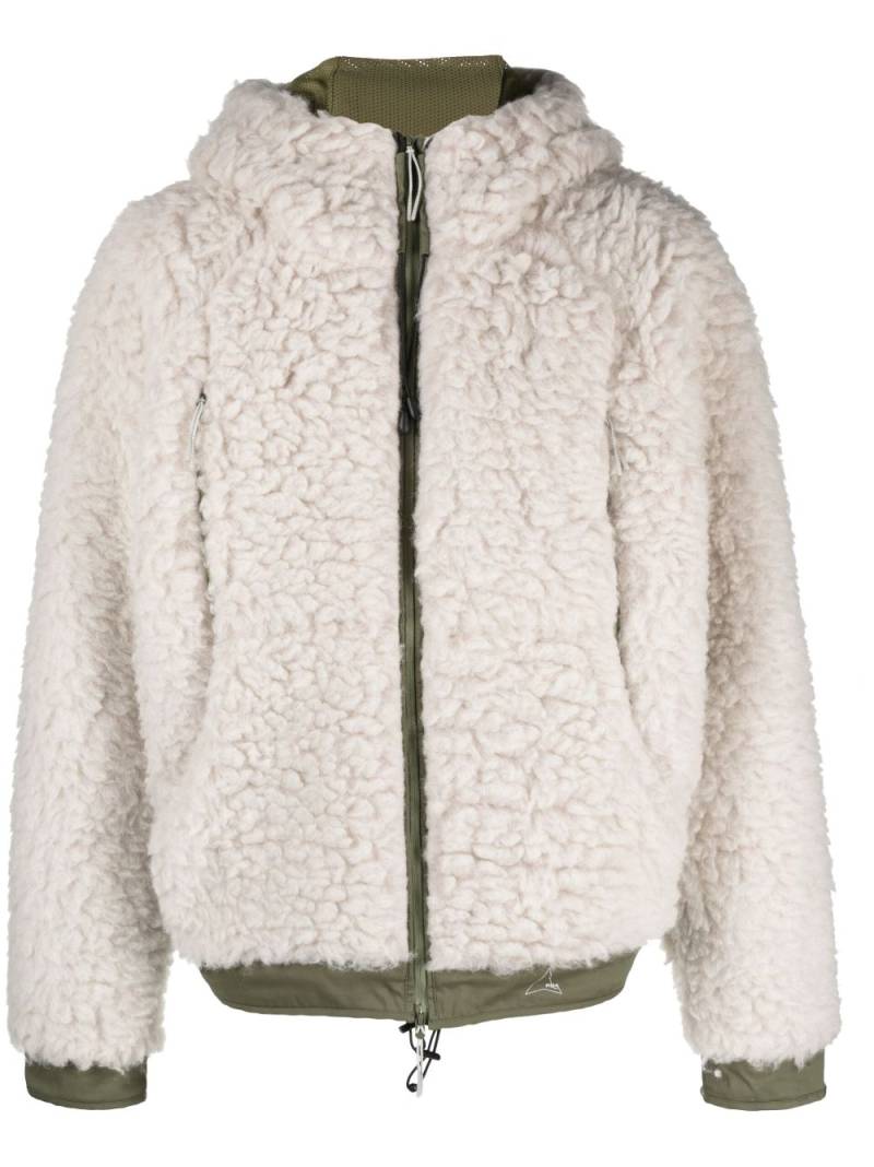 ROA zip-up hooded fleece jacket - Neutrals von ROA