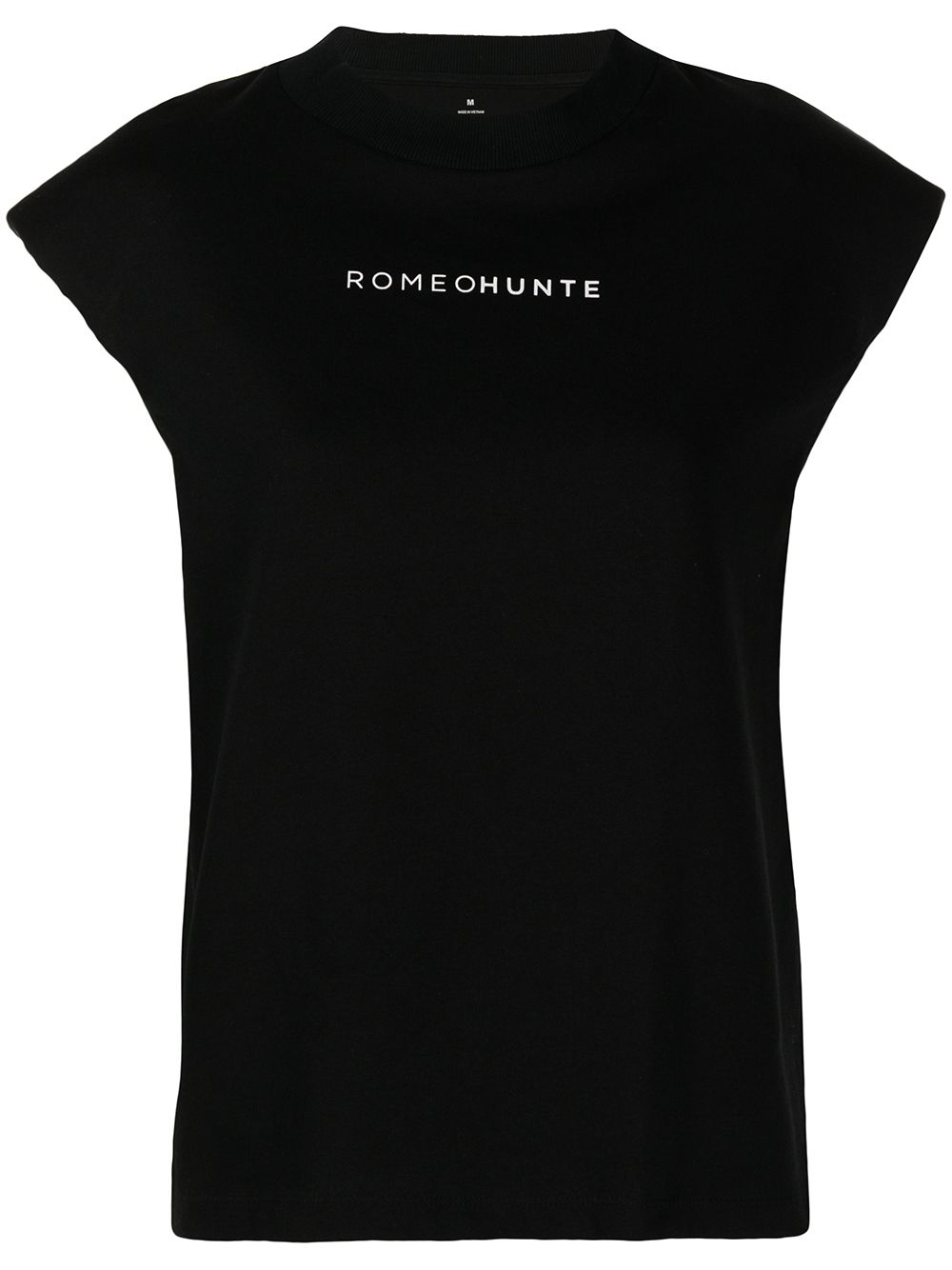 ROMEO HUNTE logo-print padded-shoulder T-shirt - Black von ROMEO HUNTE