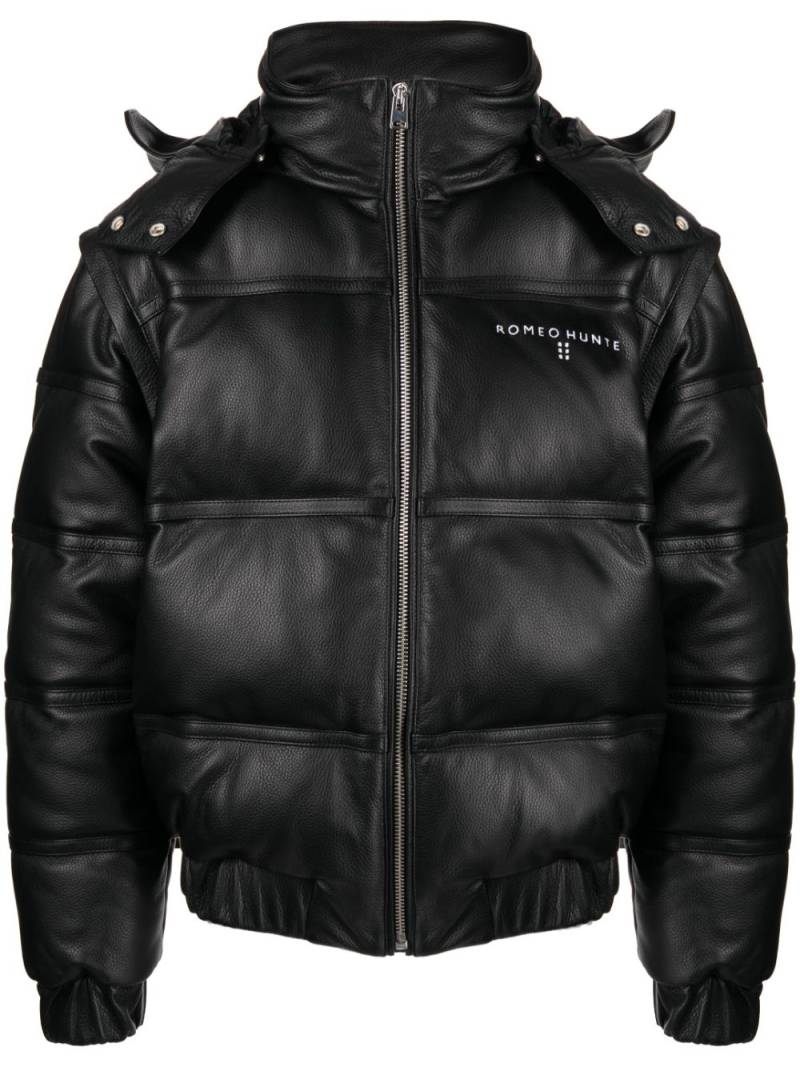 ROMEO HUNTE pebbled-texture leather puffer jacket - Black von ROMEO HUNTE