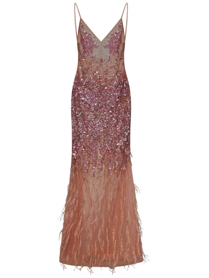 ROOM76 sequin-feather embellished v-neck dress - Pink von ROOM76