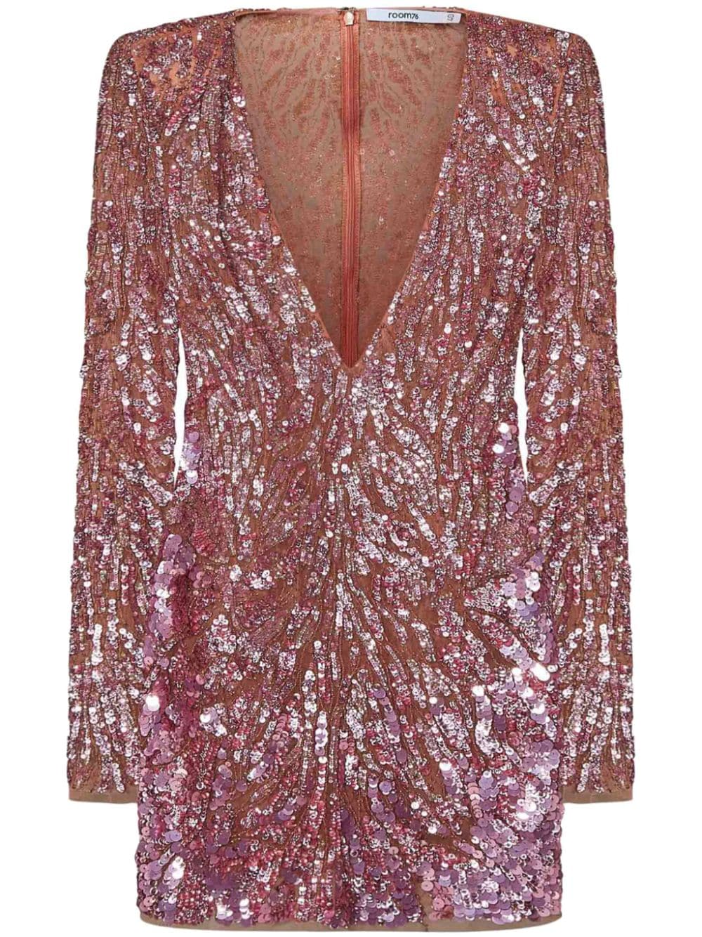 ROOM76 sequinned v-neck mini dress - Pink von ROOM76