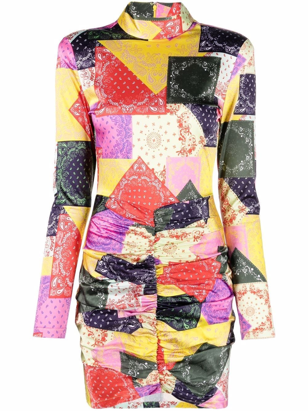 ROTATE BIRGER CHRISTENSEN Miki patchwork-print ruched dress - Yellow von ROTATE BIRGER CHRISTENSEN