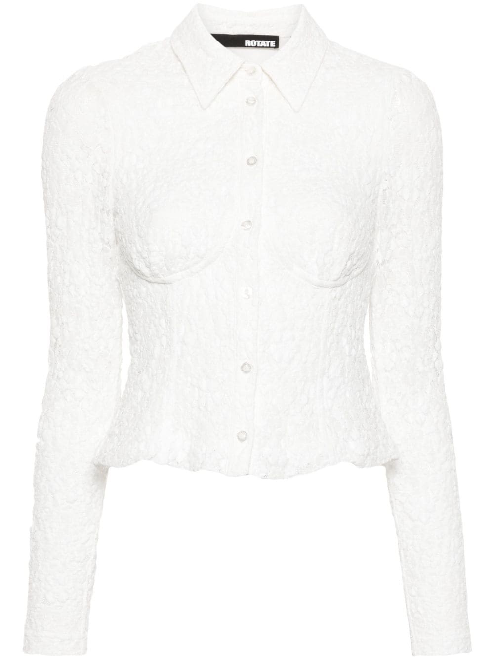 ROTATE BIRGER CHRISTENSEN corded-lace semi-sheer panels shirt - White von ROTATE BIRGER CHRISTENSEN