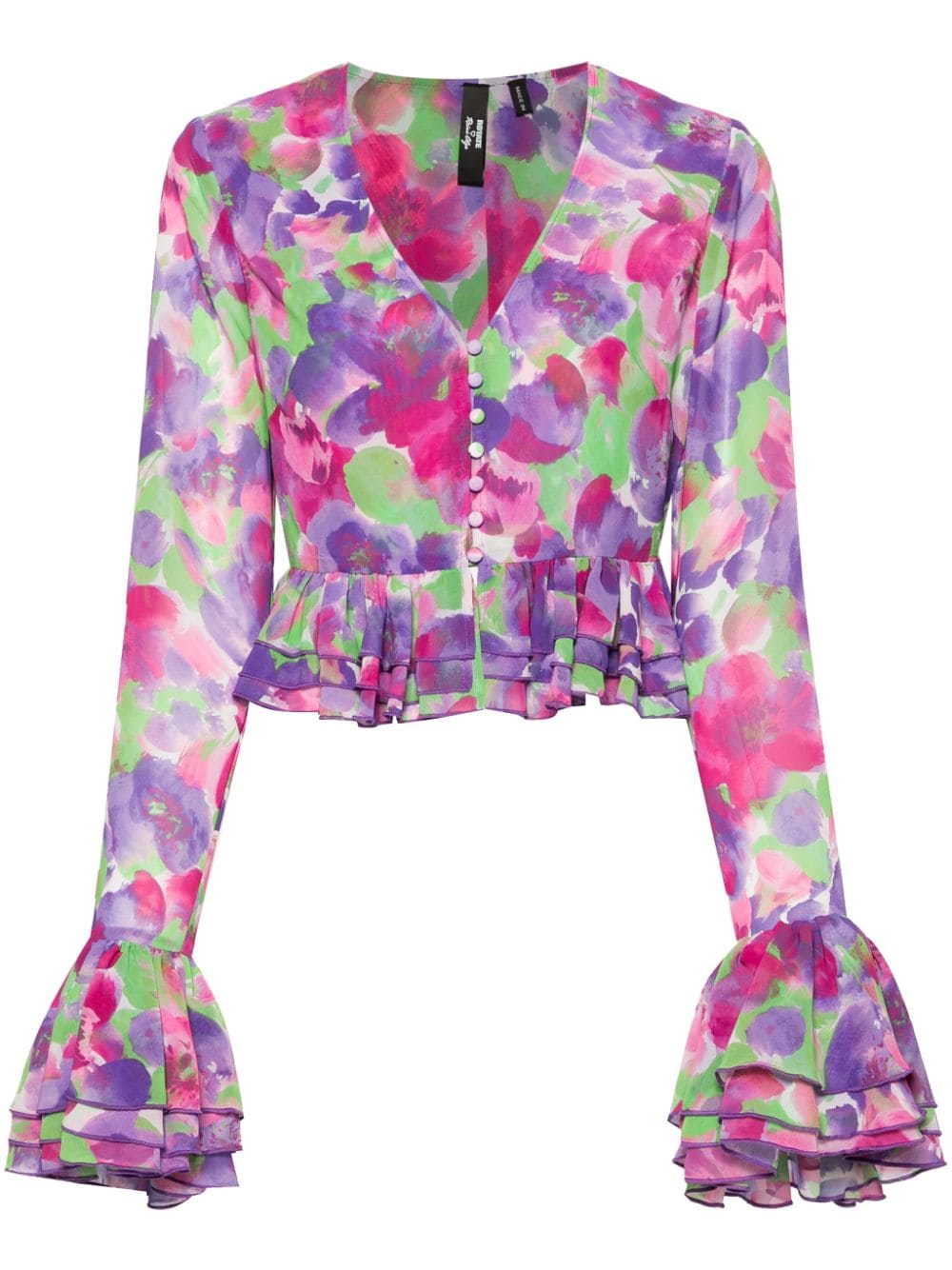 ROTATE BIRGER CHRISTENSEN floral-print cropped blouse - Purple von ROTATE BIRGER CHRISTENSEN