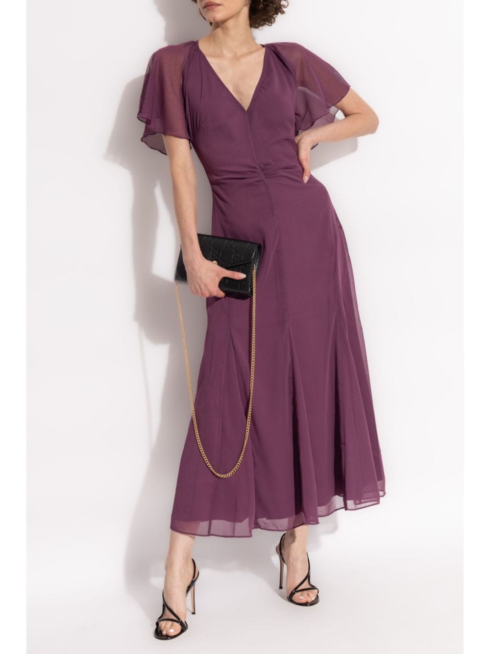 ROTATE BIRGER CHRISTENSEN flutter-sleeve recycled polyester dress - Purple von ROTATE BIRGER CHRISTENSEN