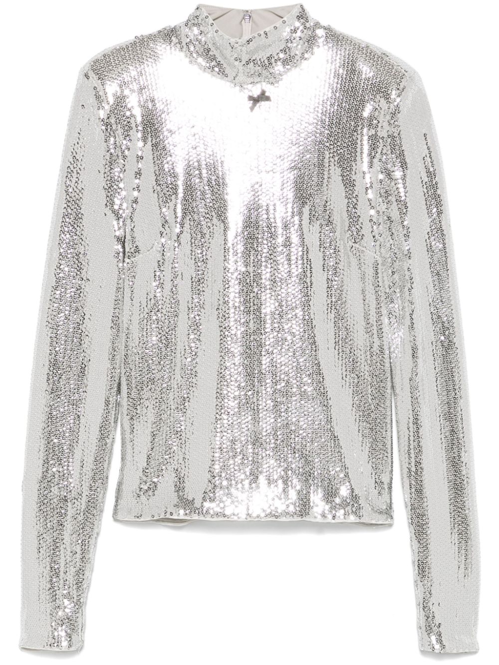 ROTATE BIRGER CHRISTENSEN high-collar sequinned top - Silver von ROTATE BIRGER CHRISTENSEN