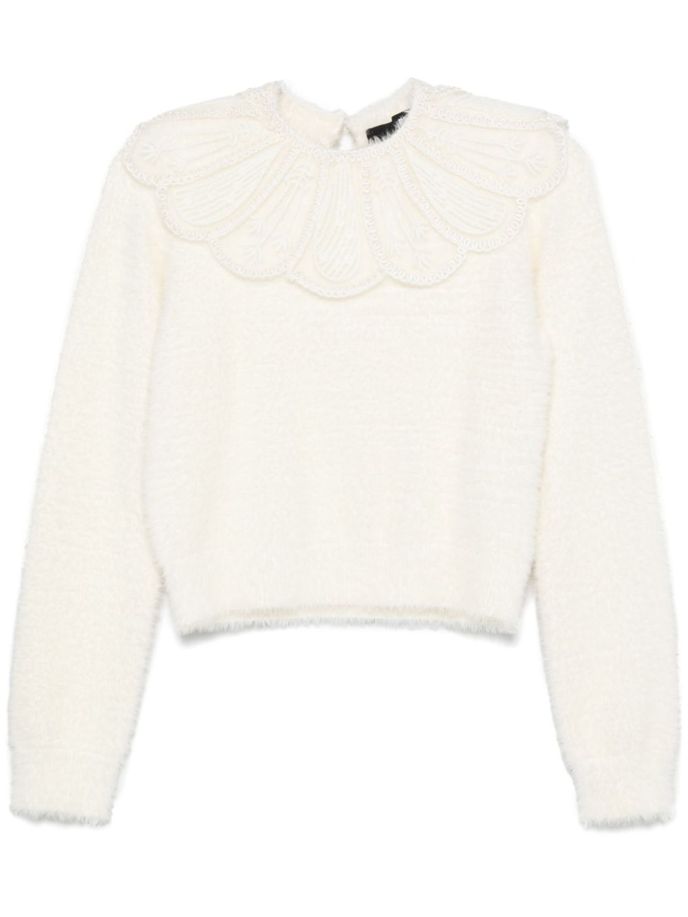 ROTATE BIRGER CHRISTENSEN lace-collar knit sweater - White von ROTATE BIRGER CHRISTENSEN