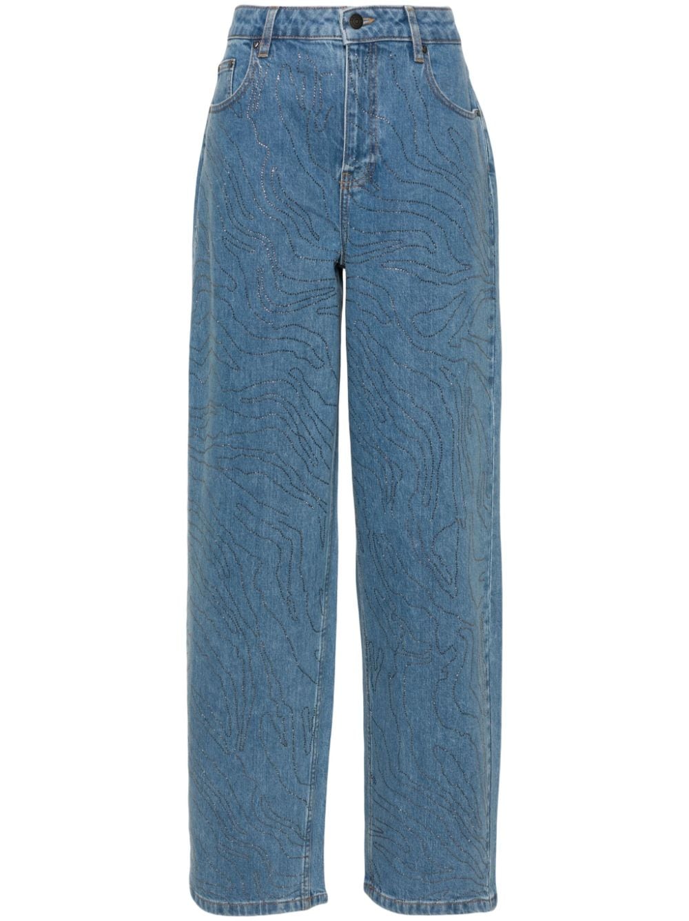 ROTATE BIRGER CHRISTENSEN rhinestone-embellished wide-leg jeans - Blue von ROTATE BIRGER CHRISTENSEN