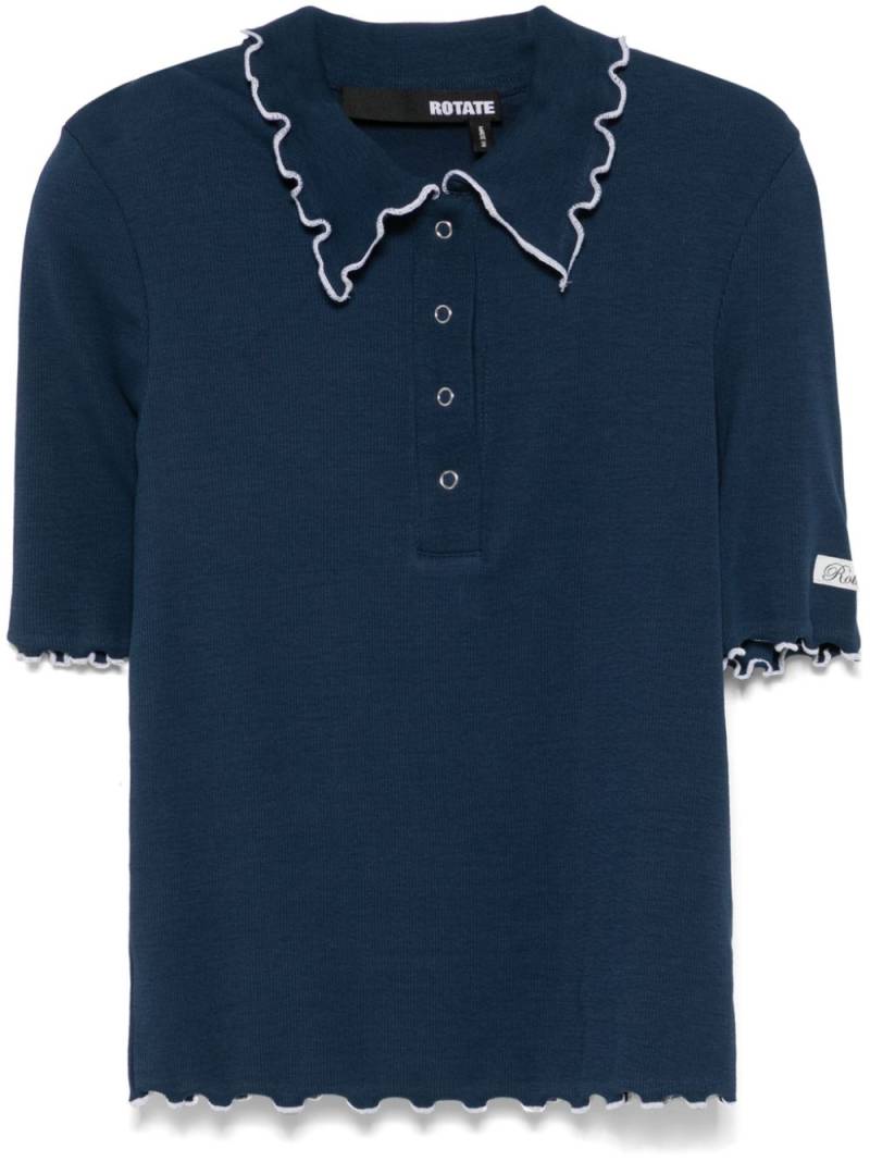 ROTATE BIRGER CHRISTENSEN ribbed polo top - Blue von ROTATE BIRGER CHRISTENSEN