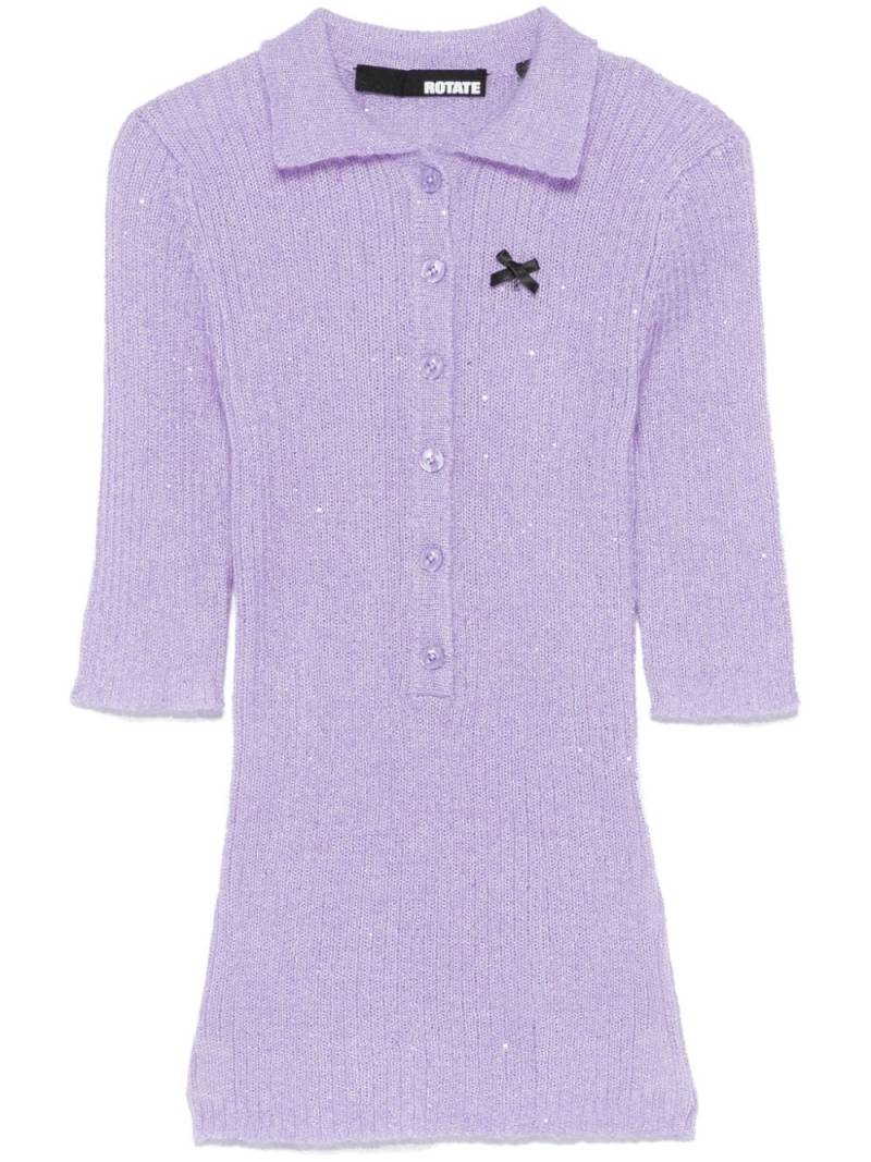 ROTATE BIRGER CHRISTENSEN sequin knit polo shirt - Purple von ROTATE BIRGER CHRISTENSEN