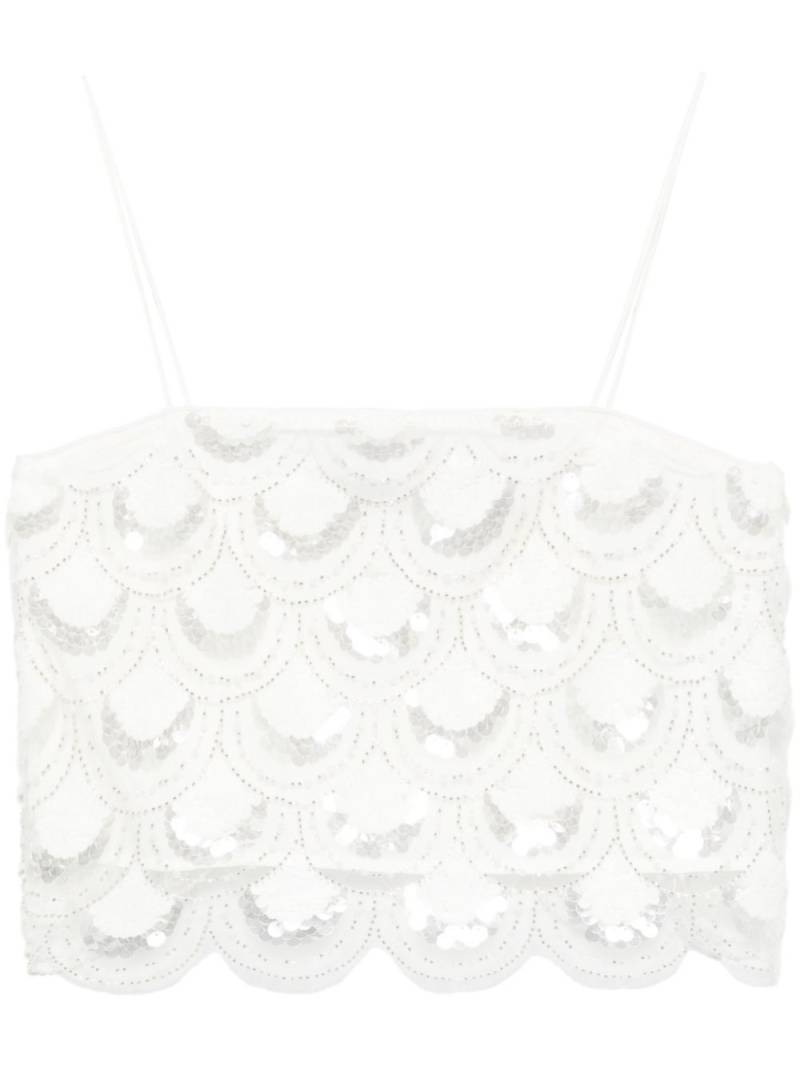 ROTATE BIRGER CHRISTENSEN sequinned crop top - White von ROTATE BIRGER CHRISTENSEN