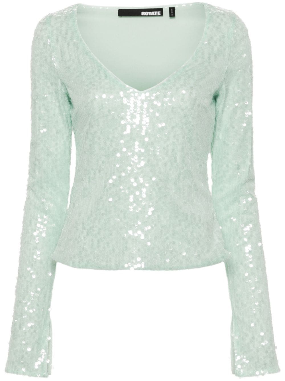 ROTATE BIRGER CHRISTENSEN sequinned mesh longleeved T-shirt - Green von ROTATE BIRGER CHRISTENSEN