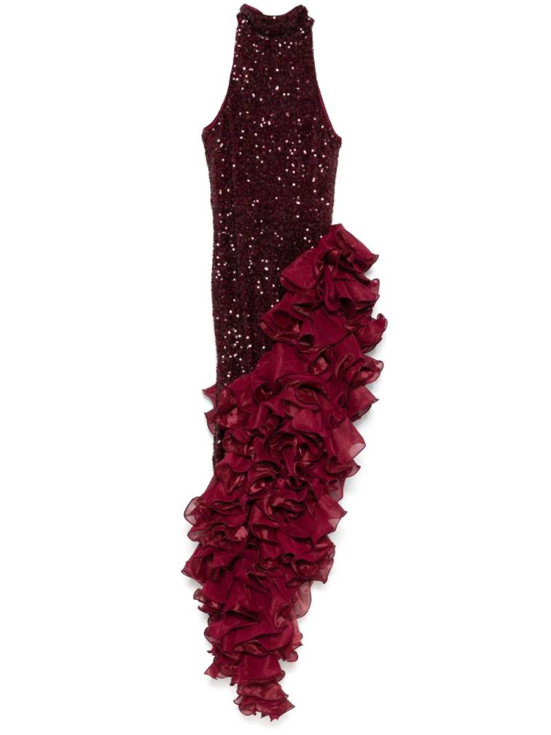 ROTATE BIRGER CHRISTENSEN sequinned ruffled midi dress - Red von ROTATE BIRGER CHRISTENSEN