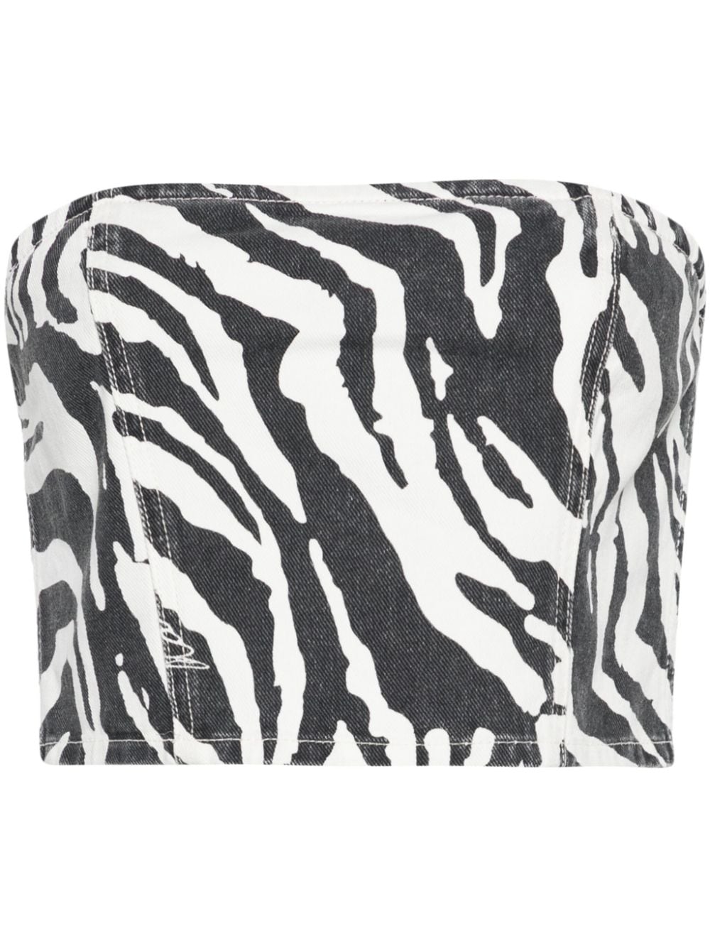 ROTATE BIRGER CHRISTENSEN zebra-print denim cropped top - Black von ROTATE BIRGER CHRISTENSEN