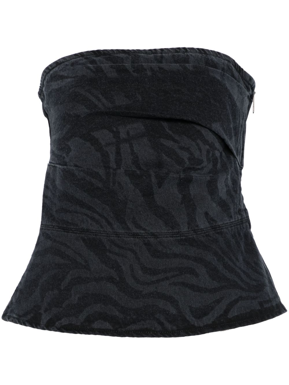 ROTATE BIRGER CHRISTENSEN zebra-print denim top - Black von ROTATE BIRGER CHRISTENSEN