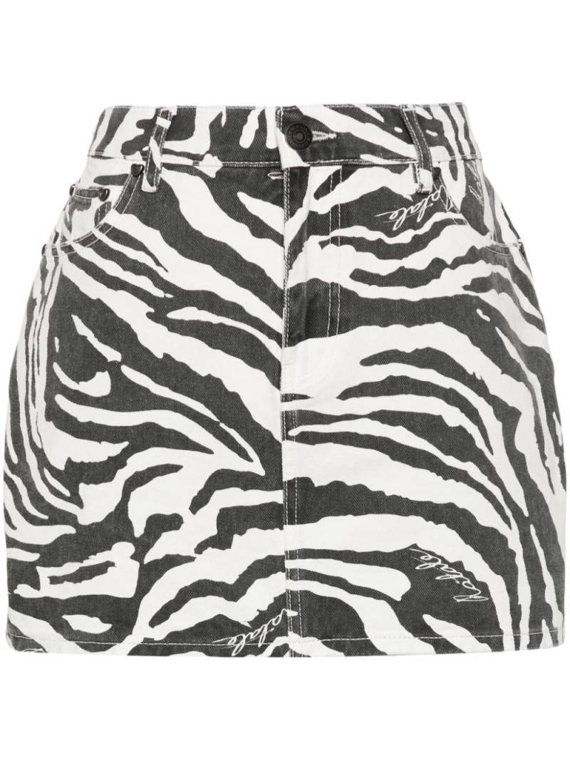 ROTATE BIRGER CHRISTENSEN zebra-print organic cotton mini skirt - Black von ROTATE BIRGER CHRISTENSEN