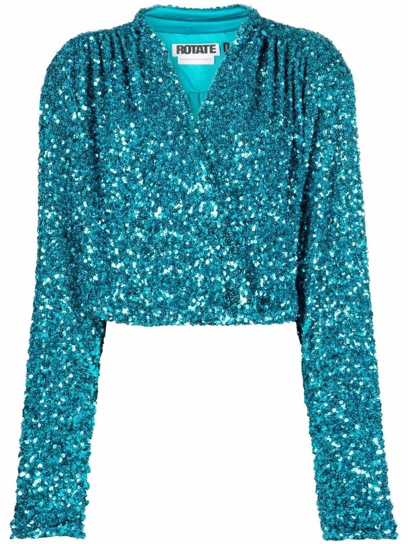 ROTATE BIRGER CHRISTENSEN Aurelia sequin-embellished blouse - Blue von ROTATE BIRGER CHRISTENSEN