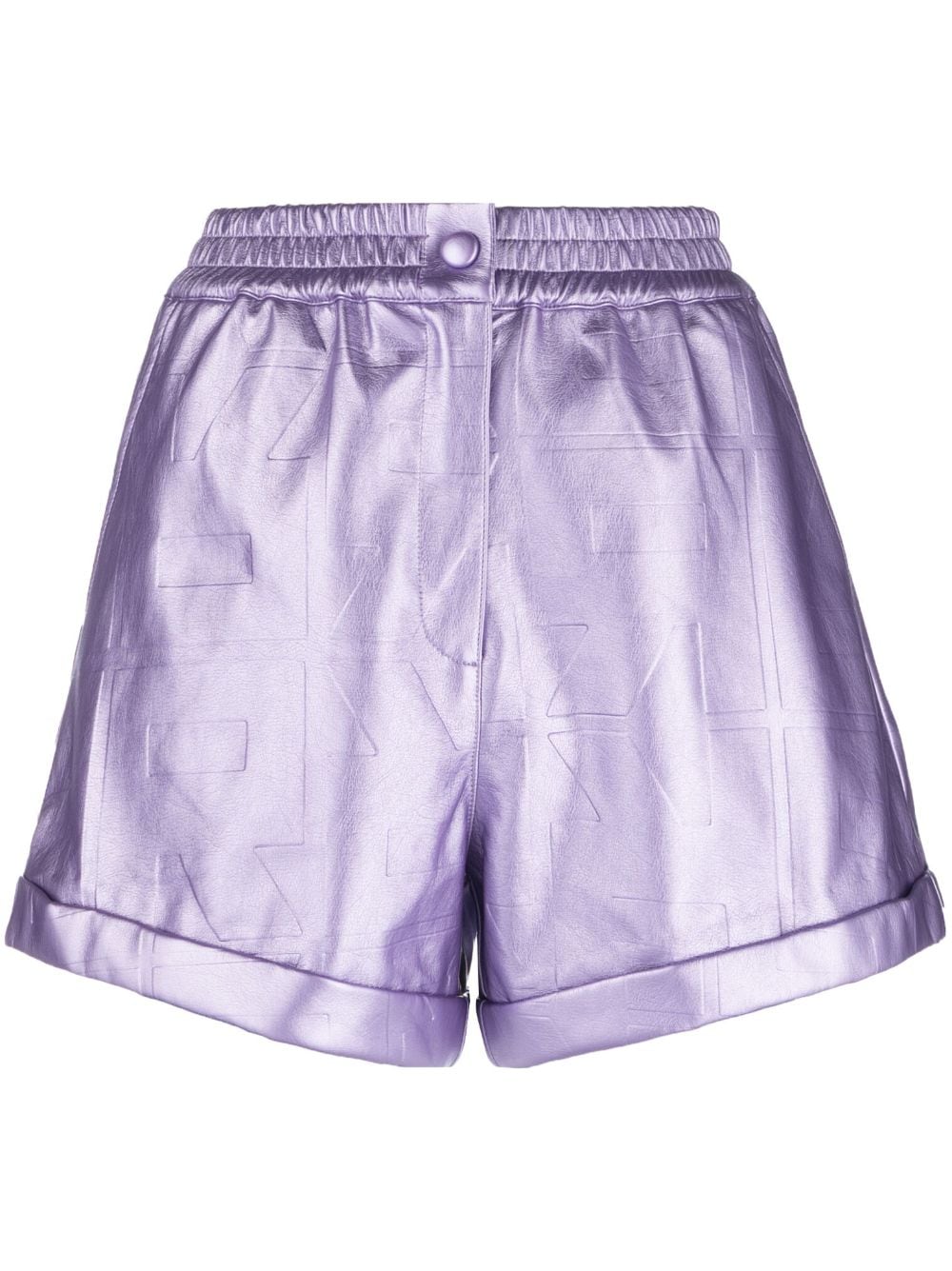 ROTATE BIRGER CHRISTENSEN Belina embossed-logo metallic shorts - Purple von ROTATE BIRGER CHRISTENSEN