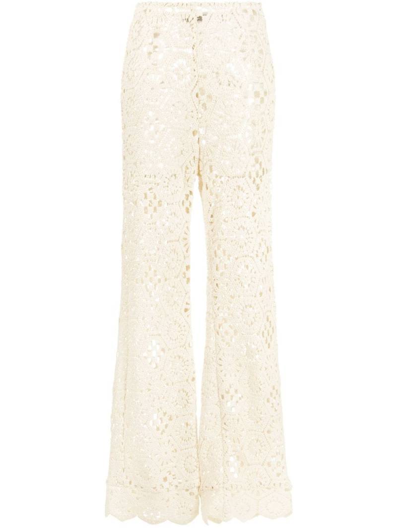 ROTATE BIRGER CHRISTENSEN crochet-knit wide-leg trousers - White von ROTATE BIRGER CHRISTENSEN