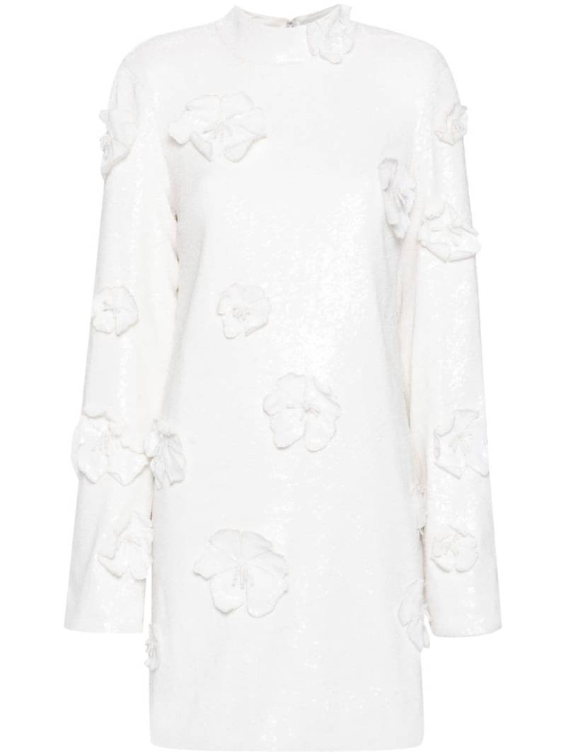 ROTATE BIRGER CHRISTENSEN floral-appliqué sequin minidress - White von ROTATE BIRGER CHRISTENSEN