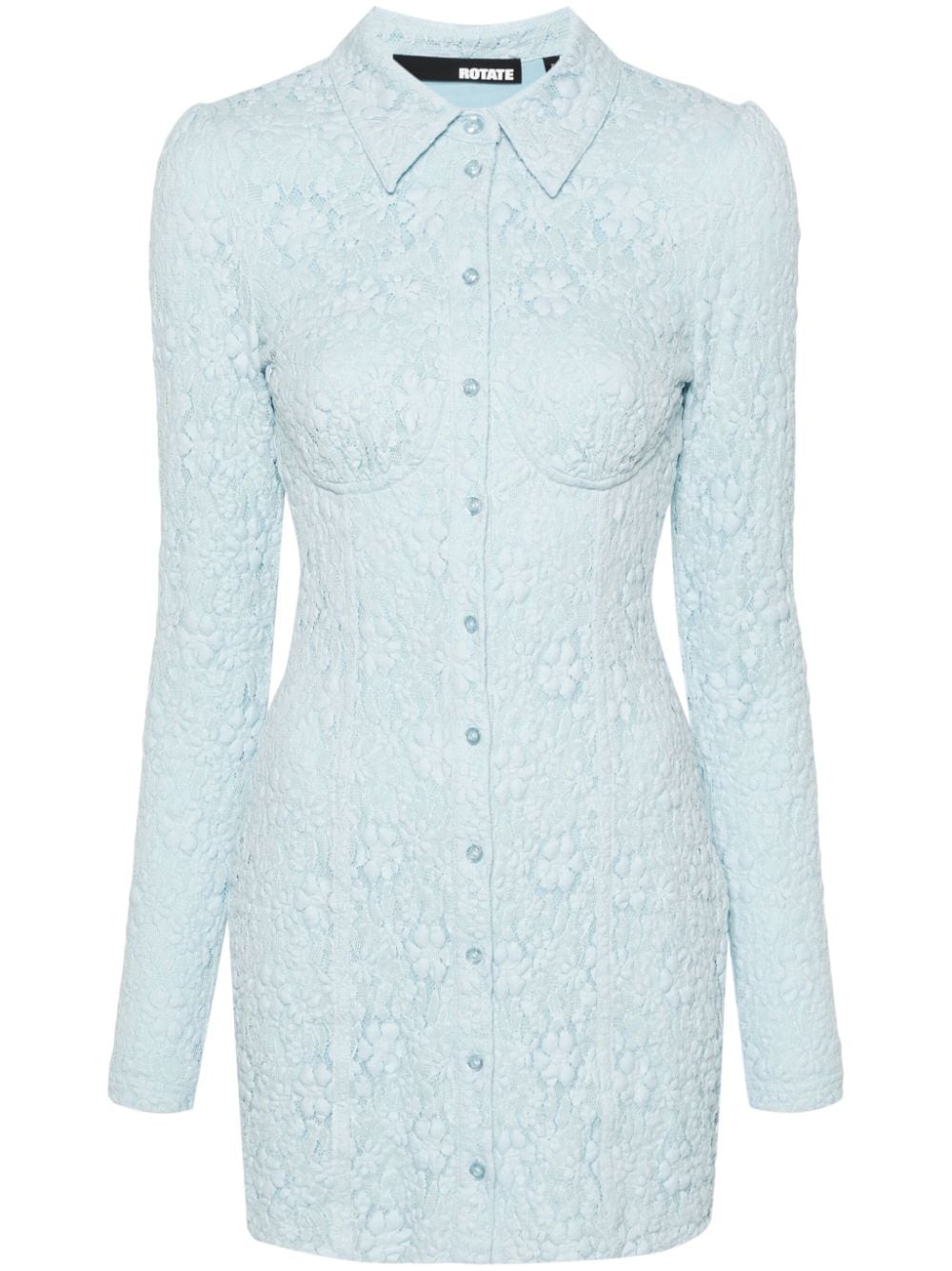 ROTATE BIRGER CHRISTENSEN floral-lace shirt mini dress - Blue von ROTATE BIRGER CHRISTENSEN