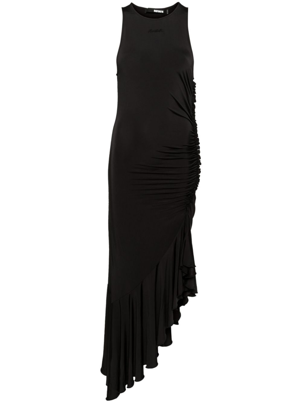 ROTATE BIRGER CHRISTENSEN gathered asymmetric midi dress - Black von ROTATE BIRGER CHRISTENSEN