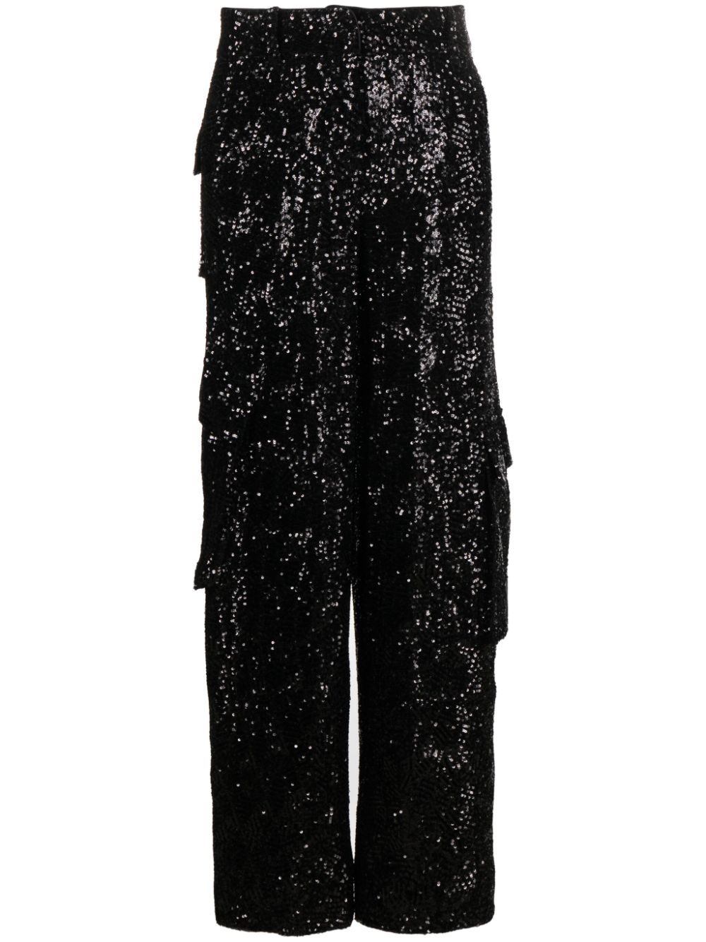 ROTATE BIRGER CHRISTENSEN high-waist sequined cargo trousers - Black von ROTATE BIRGER CHRISTENSEN