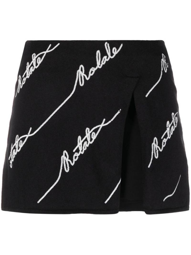 ROTATE BIRGER CHRISTENSEN logo-embellished knitted miniskirt - Black von ROTATE BIRGER CHRISTENSEN