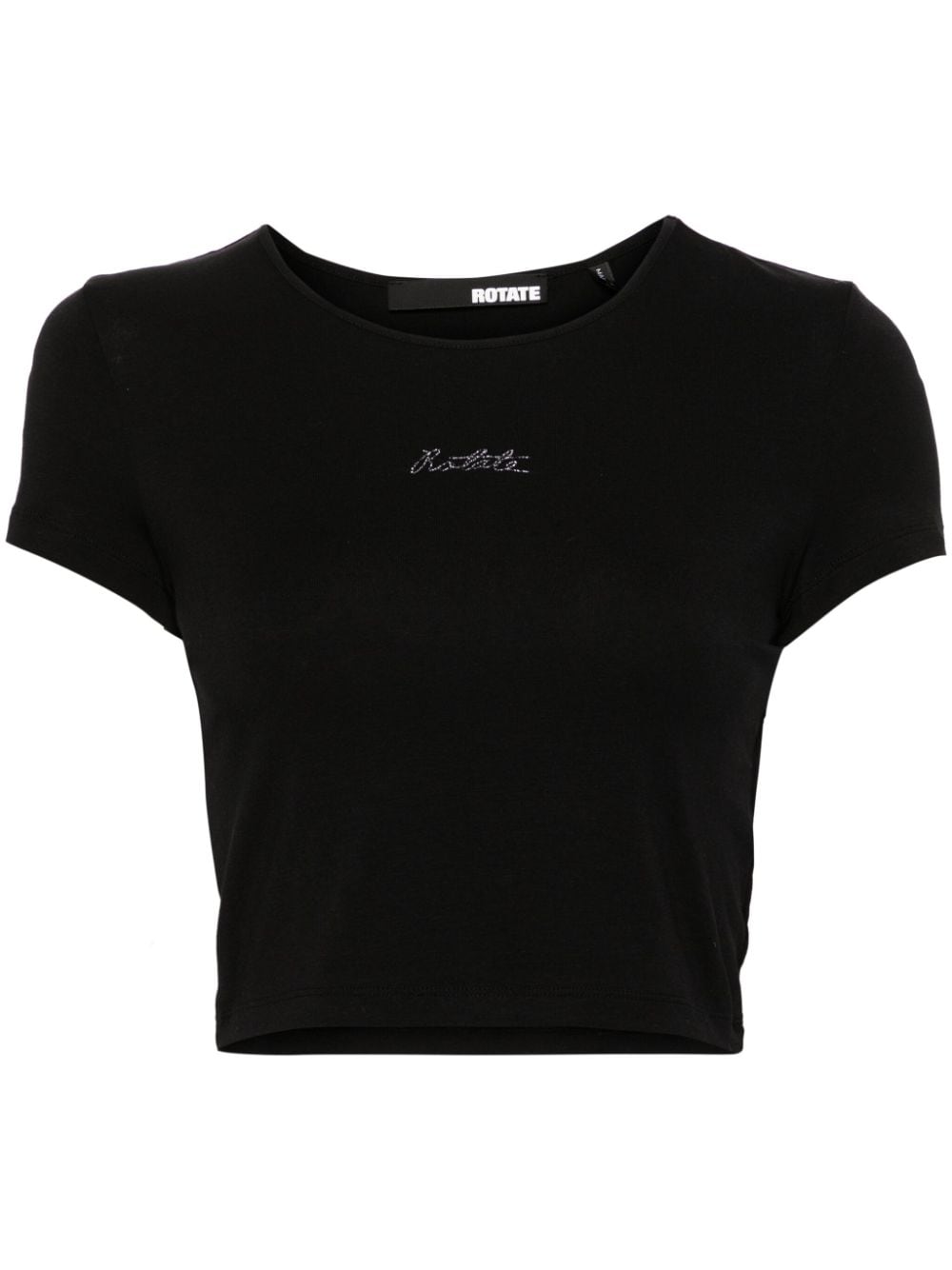 ROTATE BIRGER CHRISTENSEN logo-embroidered cropped T-shirt - Black von ROTATE BIRGER CHRISTENSEN