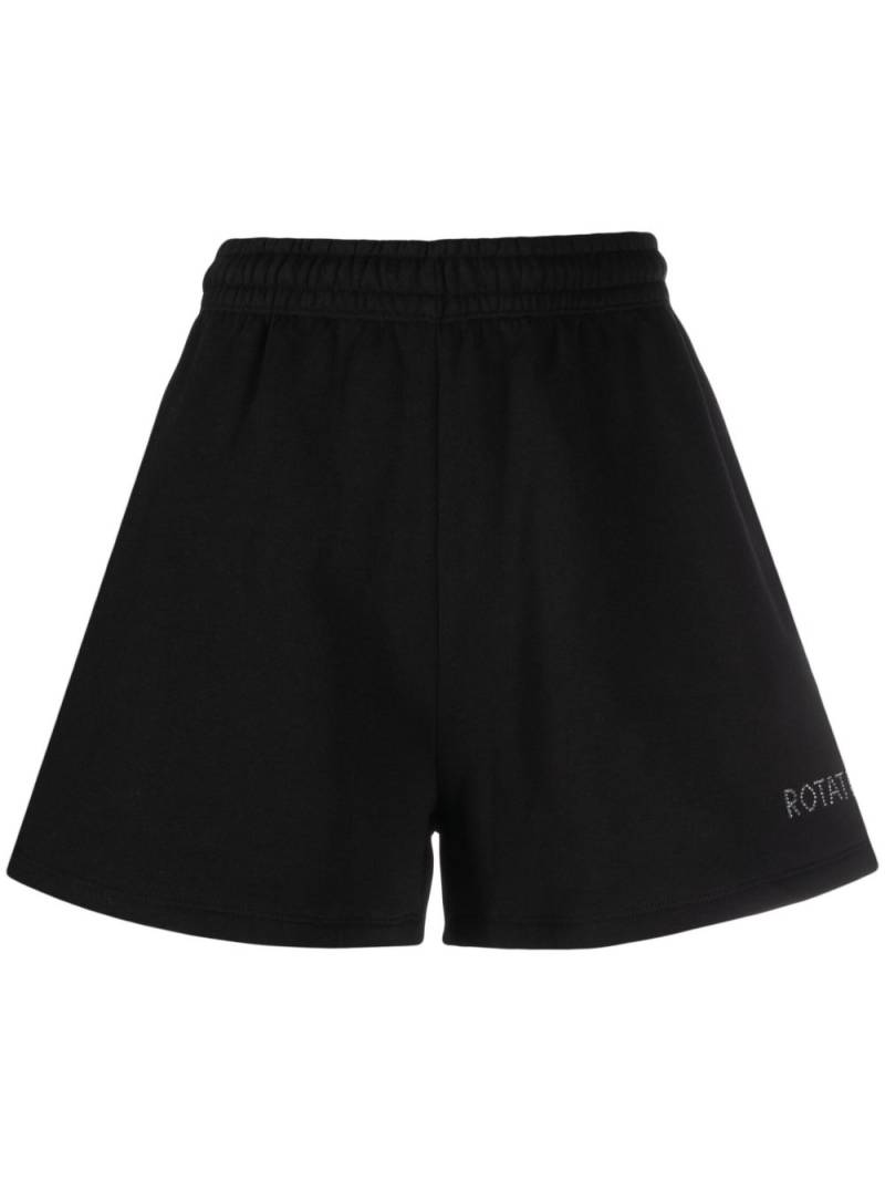 ROTATE BIRGER CHRISTENSEN logo-print elastic-waist shorts - Black von ROTATE BIRGER CHRISTENSEN