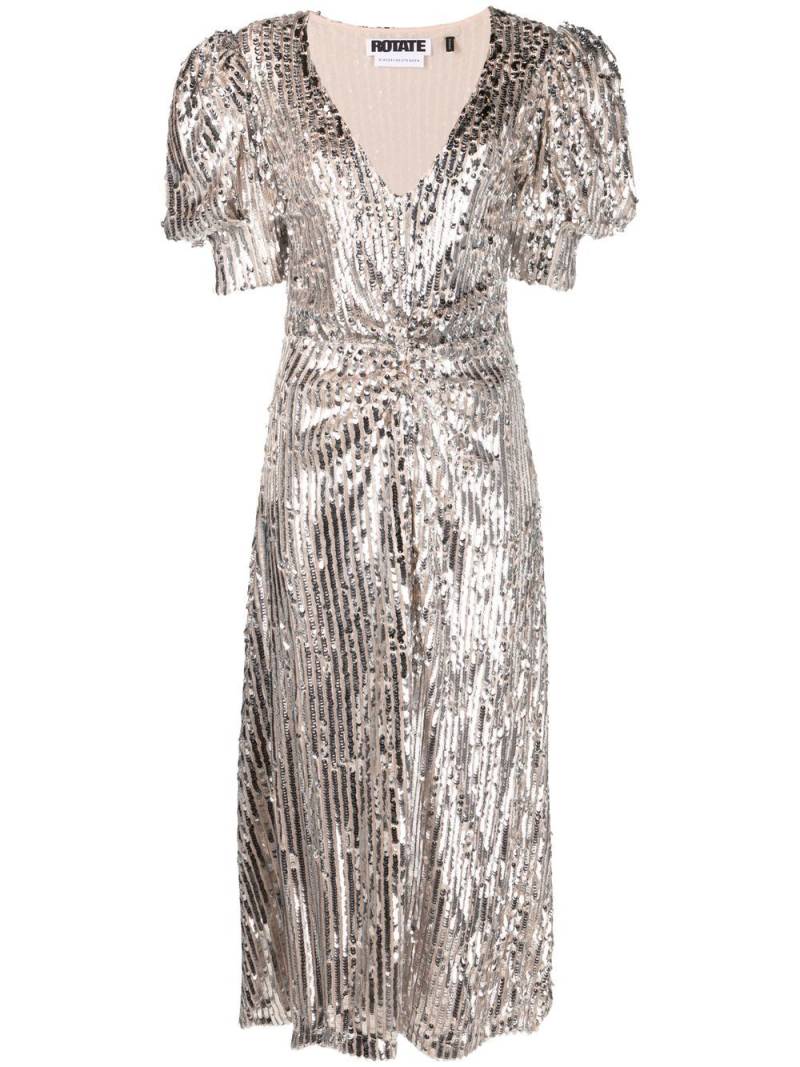 ROTATE BIRGER CHRISTENSEN puff-sleeve sequin midi dress - Silver von ROTATE BIRGER CHRISTENSEN