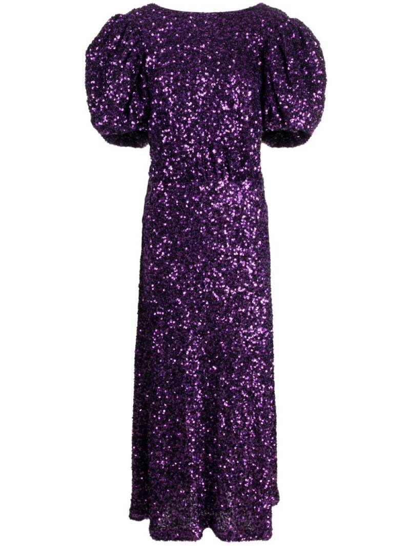 ROTATE BIRGER CHRISTENSEN puff-sleeve sequinned maxi dress - Purple von ROTATE BIRGER CHRISTENSEN