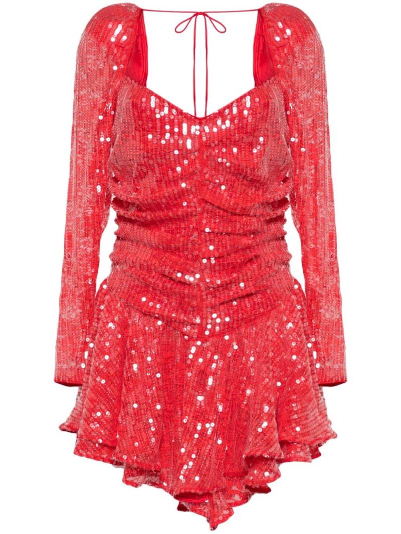 ROTATE BIRGER CHRISTENSEN ruched sequinned minidress - Red von ROTATE BIRGER CHRISTENSEN