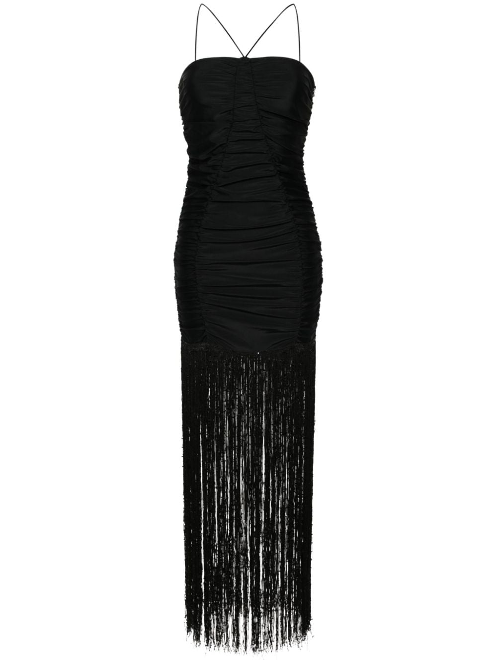 ROTATE BIRGER CHRISTENSEN sequin-embellished fringed ruched dress - Black von ROTATE BIRGER CHRISTENSEN