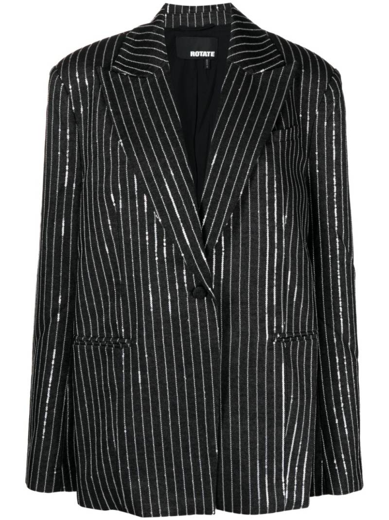 ROTATE BIRGER CHRISTENSEN sequinned striped single-breasted blazer - Black von ROTATE BIRGER CHRISTENSEN