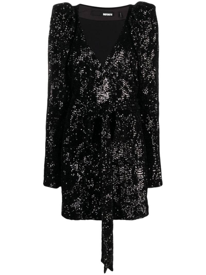 ROTATE BIRGER CHRISTENSEN sequinned-tulle wrap minidress - Black von ROTATE BIRGER CHRISTENSEN