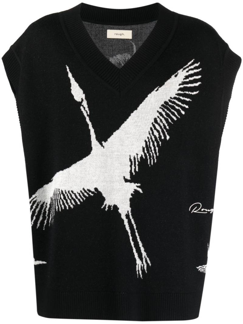 ROUGH. patterned intarsia-knit sleeveless jumper - Black von ROUGH.