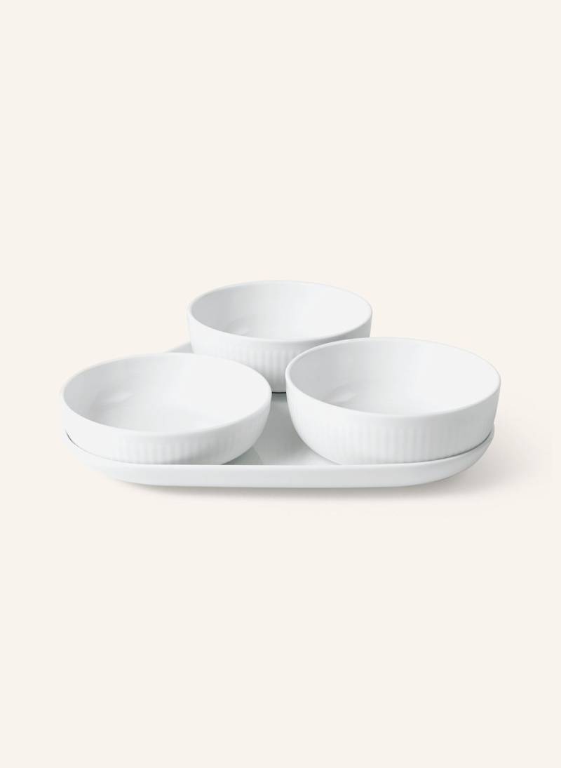 Royal Copenhagen 4-Tlg. Set White Fluted: Servierplatte Und Schalen weiss von ROYAL COPENHAGEN