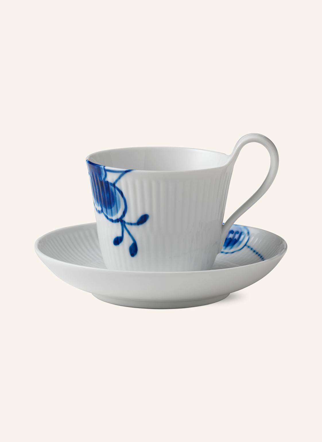 Royal Copenhagen Kaffeetasse Blue Fluted Mega Mit Untertasse weiss von ROYAL COPENHAGEN