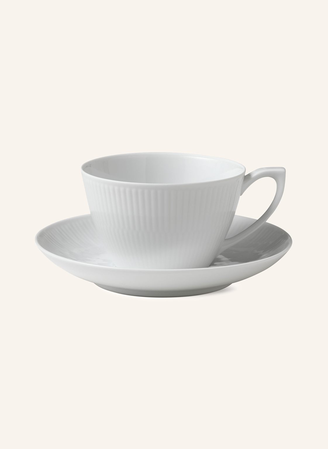 Royal Copenhagen Kaffeetasse White Fluted Mit Untertasse weiss von ROYAL COPENHAGEN