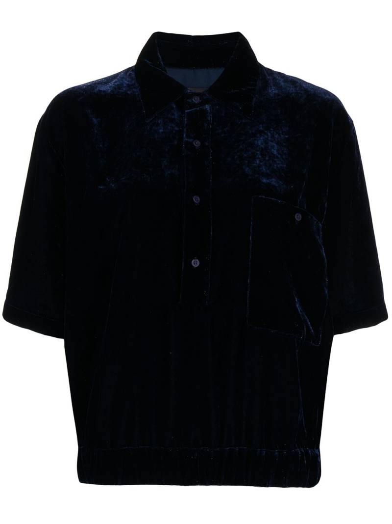 RTA velvet-effect oversize polo shirt - Blue von RTA