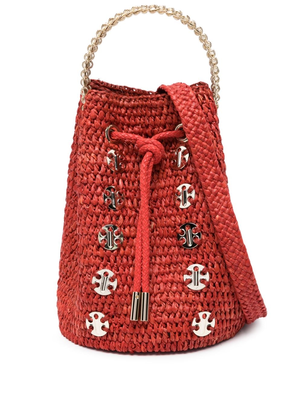 Rabanne 1969 raffia bucket bag - Red von Rabanne