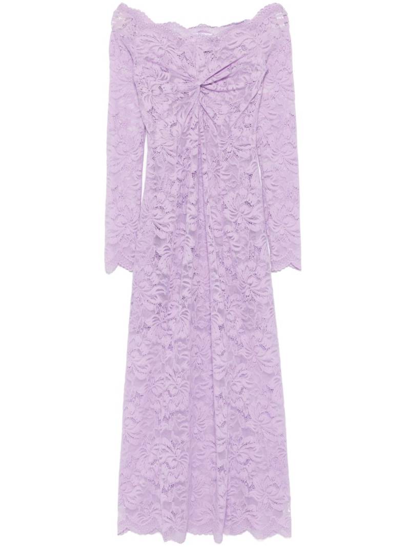 Rabanne Bardot-neckline lace maxi dress - Purple von Rabanne