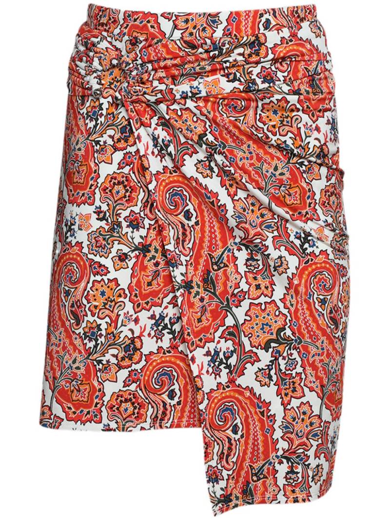 Rabanne Jupe gathered-detail paisley-print skirt - White von Rabanne