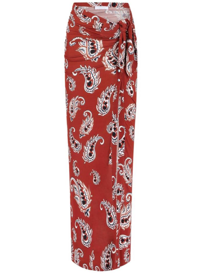 Rabanne Paisley long split skirt - Red von Rabanne