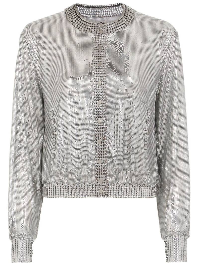 Rabanne Pixel chainmail-mesh bomber jacket - Silver von Rabanne