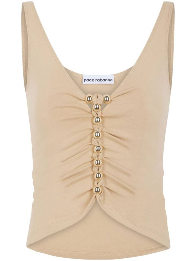 Rabanne bead-embellished cut-out tank top - Neutrals von Rabanne