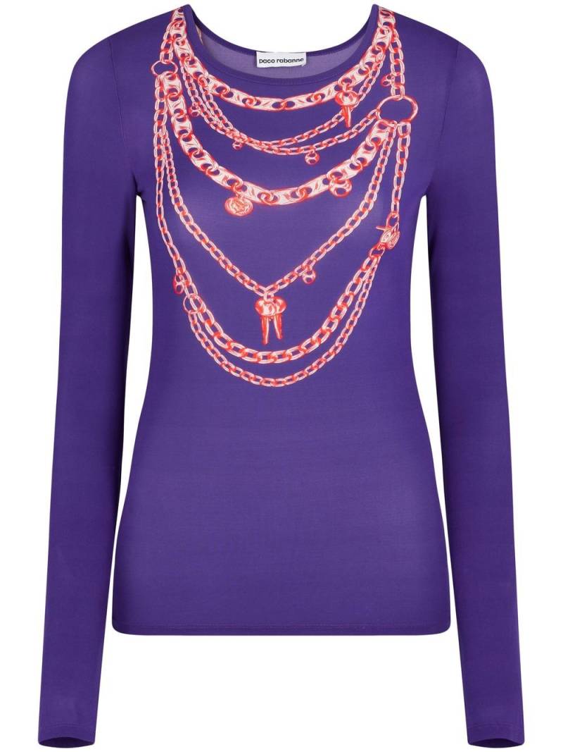 Rabanne chain-print long-sleeve top - Purple von Rabanne